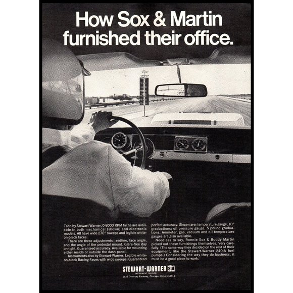 1969 Stewart Warner Tachometer Tach Vintage Print Ad Drag Strip Race Car Photo - Picture 1 of 1